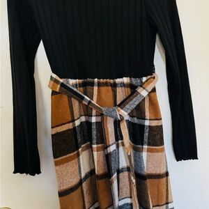 Plaid Black and Brown Women's Dress